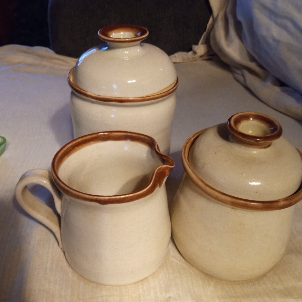 hand crafted ceramic jar set sugar creamer - Picture 2 of 4